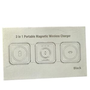 Black 3 in 1 Portable Magnetic Wireless Charger